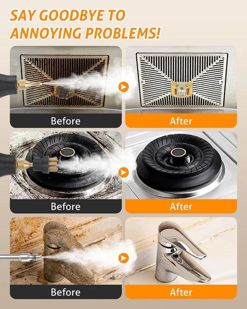 Handheld Pressurized Steam Cleaner with 6 pcs Accessories, Portable Steamer for Cleaning, Steam Cleaner for Home Use, Steamer for Cleaning Car, Furniture, Floor (White, AE Plug)