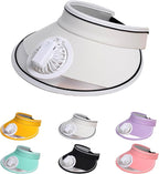 Sun Visors Hat with Fan, Rechargeable Hat with Fan Built in, Fan Hats for Women Kids with 3 Gear Wind Speed