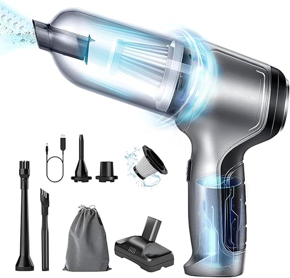 3 in 1 Wireless Handheld Rechargeable Portable Car Vacuum,19000PA High Power Cordless Rechargeable Car Vacuum, 2 Washable Filters and Strong Suction Brushless Motor,for Car,office Home Cleaning