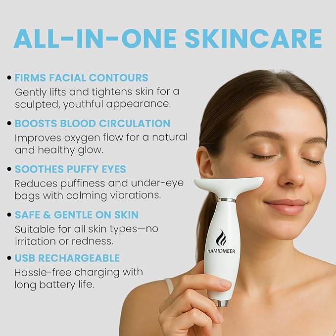 Face Massager with 7 Color Modes, EMS & Heating | Skin Tightening & Anti-Aging Facial Massage Tool for Women | Neck & V Face Lifting Device | Portable Beauty Rejuvenation Machine