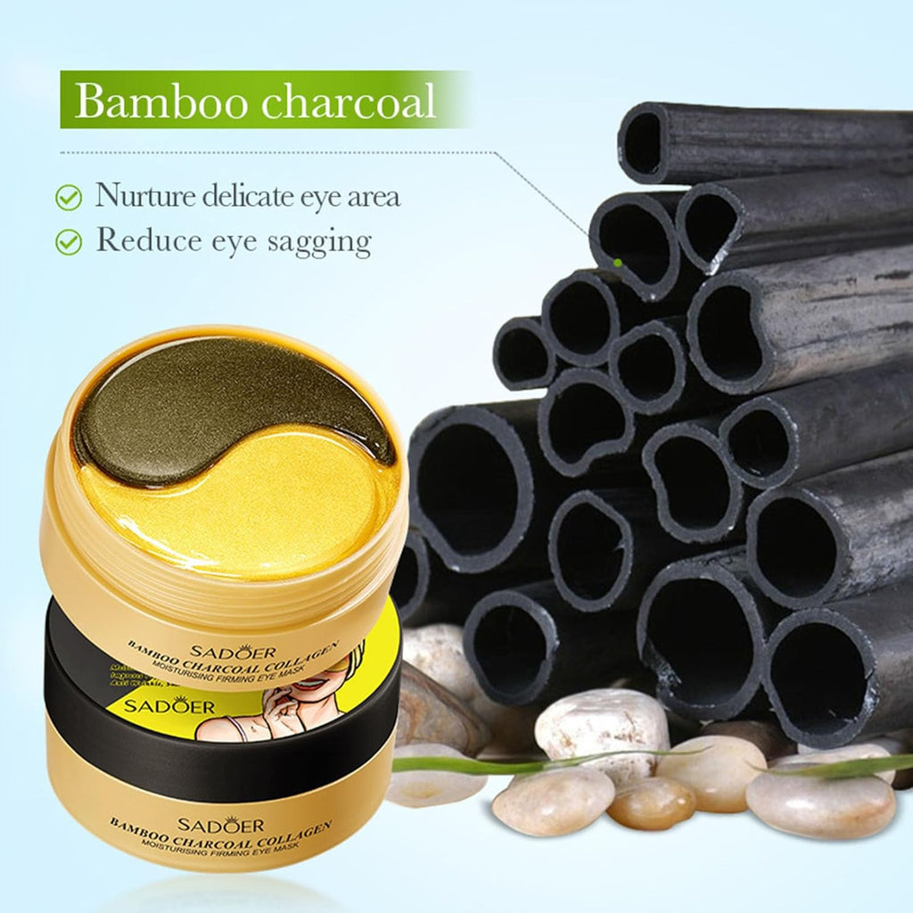 Under Eye Patches for Dark Circles, Bamboo Charcoal Collagen Dual Eye Mask - 60 Pcs Anti-Aging and Wrinkles Under Eye Patches for Puffy Eyes, Bags and Wrinkles Refresh Your Skin