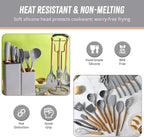 Premium 19pcs Kitchen Utensils Set: Professional & Stylish Chef Tools. Ideal Wedding Gift for Home Chefs. BPA-Free, Non-toxic Silicone Kitchenware to Modernize Your Kitchen (Grey)