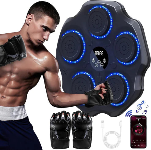 Music Boxing Machine, LED Electronic Music Boxing Machine with Boxing Gloves, 9 Speed Modes and Counting Mode Supports Bluetooth, Gift for Adults and Children Exercise