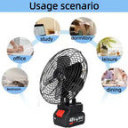 Portable Camping Fan, 21V Lithium Battery-Powered, Strong Wind, Low Noise, 48Vf MAX