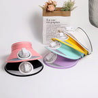 Sun Visors Hat with Fan, Rechargeable Hat with Fan Built in, Fan Hats for Women Kids with 3 Gear Wind Speed
