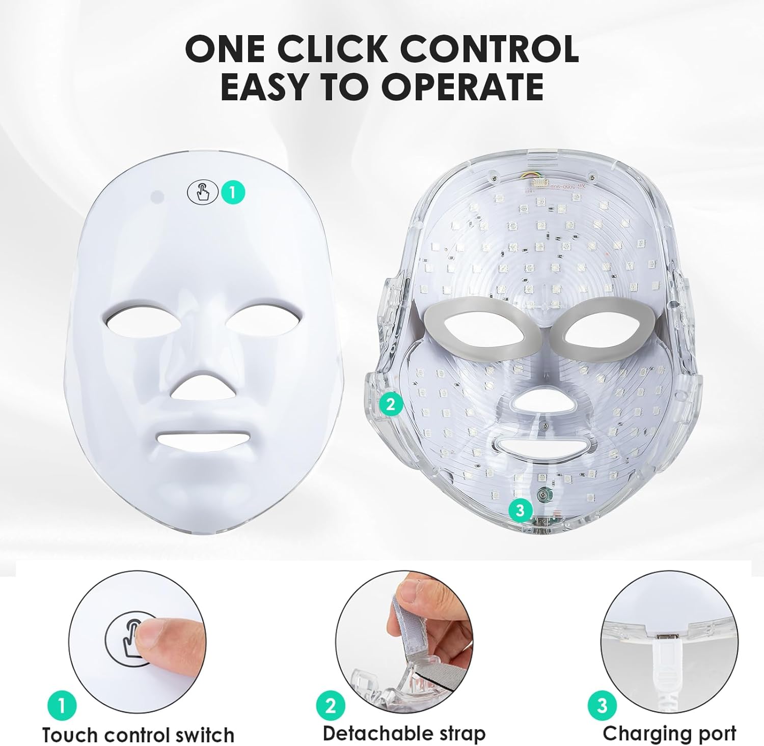 LED Face Màsk(model FM-01), 7 Color LED Face Màsk Light Theràpy, Cordless LED Facial Màsk Skìn Care Màsk for both beauty salons and home use