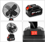 Portable Camping Fan, 21V Lithium Battery-Powered, Strong Wind, Low Noise, 48Vf MAX