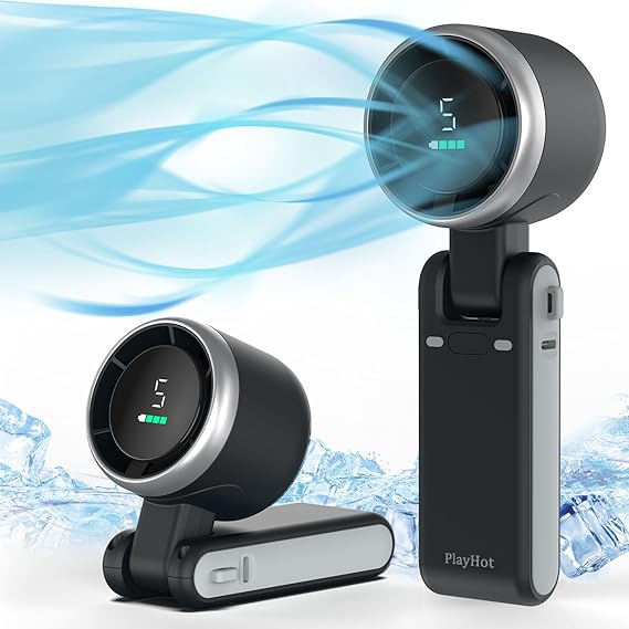 Portable Handheld Turbo Fan, 5 Gear Wind Hand Fan, 5000mAh Battery Personal Fans Portable Rechargeable, 20 Hours Pocket Fan, 3 IN 1 Hand Held Fan, Portable Fan for Travel/Outdoor/Indoor