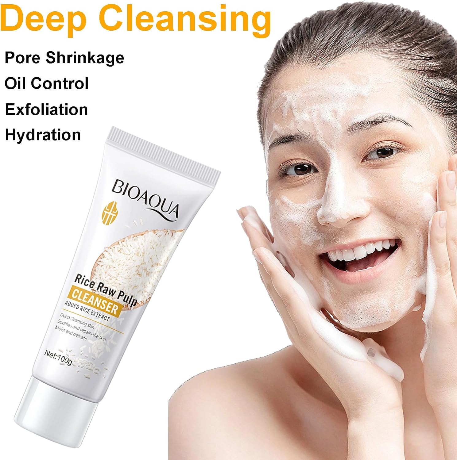 Rosarden Rice Raw Pulp Skin Care Set for Women and Teenage Girls, Rice Raw Pulp Skin Care Set with Rice Water Toner Cleansing Serum Eye Cream for Moisture, Anti Ageing, Firming Skin