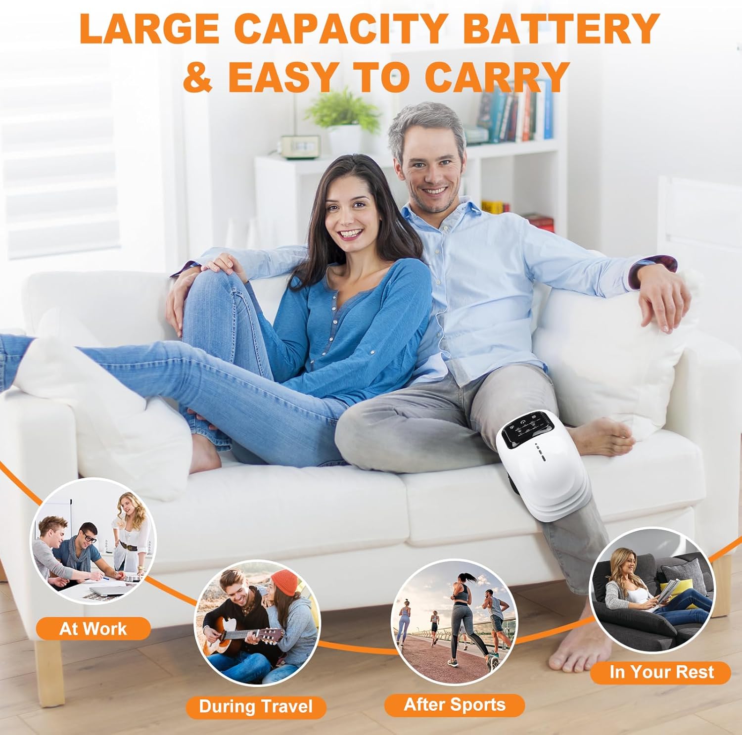 Portable Knee Massager with Heat, Red Light, Enhanced Light, Massage,Cordless Knee Massager for Relax Tight Muscles and Helps Minor Joint Stiffness and Discomfort