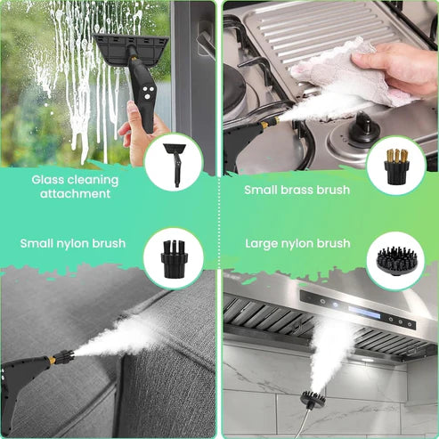 Handheld Pressurized Steam Cleaner with 6 pcs Accessories, Portable Steamer for Cleaning, Steam Cleaner for Home Use, Steamer for Cleaning Car, Furniture, Floor (White, AE Plug)