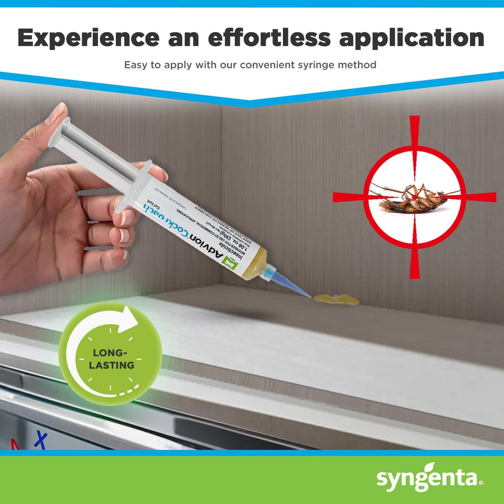 Advion Cockroach Gel Bait, Cockroach Bait Station for Cockroach Species Control, Advion Gel , 30g Syringe with Applicator