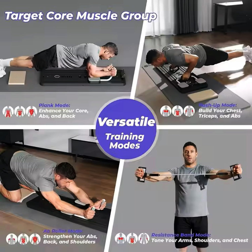 Foldable Pilates Reformer Set 5-in-1 Multifunctional Sliding Board with Resistance Bands & Timer, Core Trainer Ab Machine Fitness Equipment for Home Gym, Women & Men - All Levels(Beginner to Advanced)