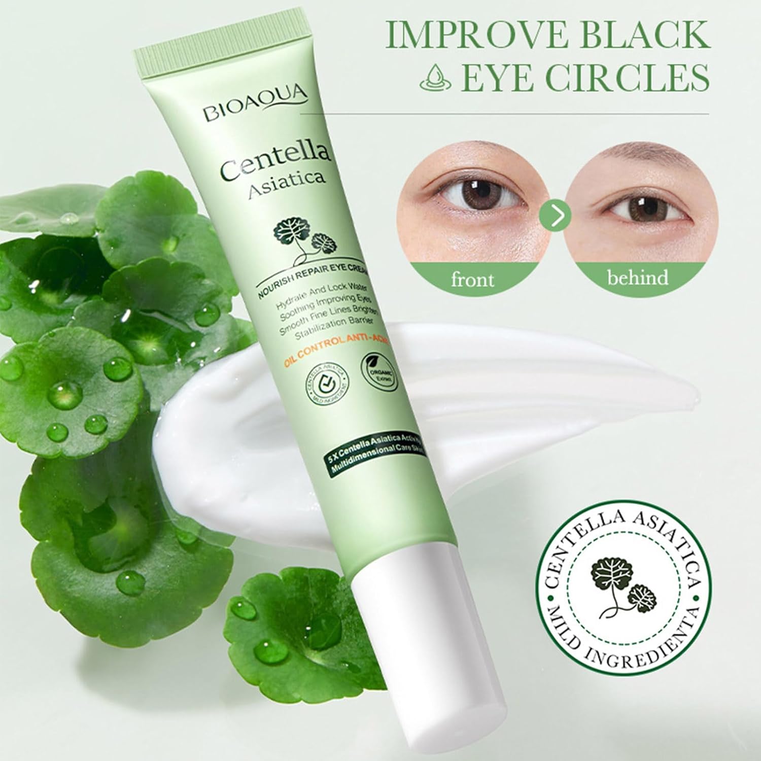 Rosarden Centella Asiatica Eye Cream for Wrinkles and Dark Circles, Eye Bags, Eye Care for Normal to Dry Skin, Moisturising Eye Cream for Men and Women