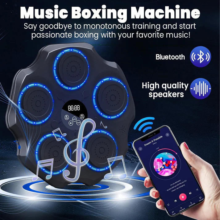 Music Boxing Machine, LED Electronic Music Boxing Machine with Boxing Gloves, 9 Speed Modes and Counting Mode Supports Bluetooth, Gift for Adults and Children Exercise