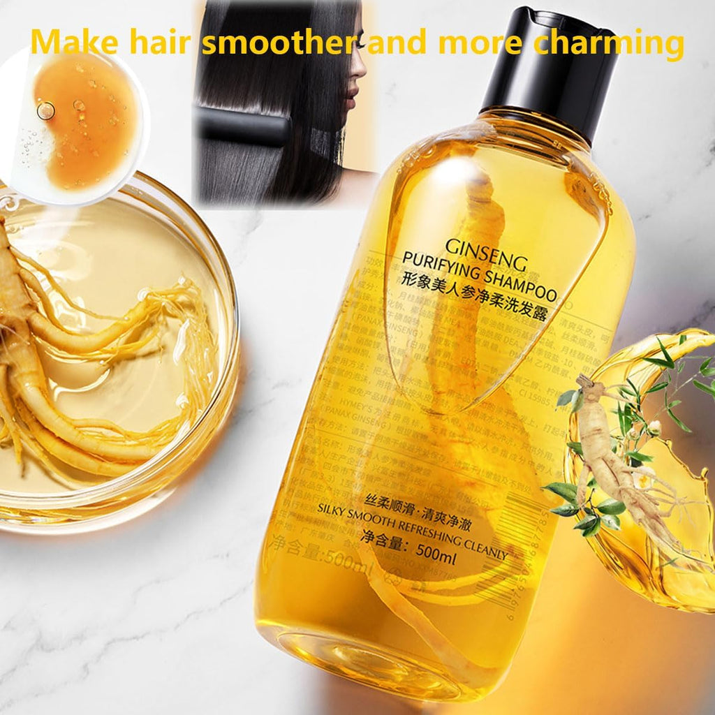 Ginseng Extract Root Nourishing Shampoo, 8 Minute Gold Ginseng Anti-Hair Loss Shampoo, Plant Extract Gently Nourishes Hair, Supple Moisturizing Shampoo (1 pc)