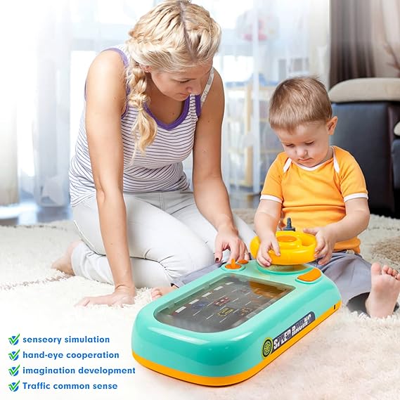 Simulation Driving Steering Wheel Musical Steering Wheel Toys for child, Toddler Simulated Driving Racing Car Game with Sound Age 3+ Year Old, Interactive Educational Learning Race Car Toy for Boys