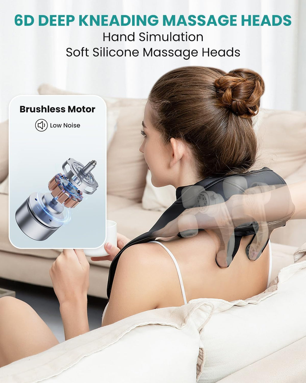 Nekteck Cordless Neck Massager with Soothing Heat, Deep Tissue 4D Expert Kneading Massager, Shiatsu Neck and Shoulder Massage Pillow for Neck, Traps, Back and Leg, Gifts for Men Women Mom Dad