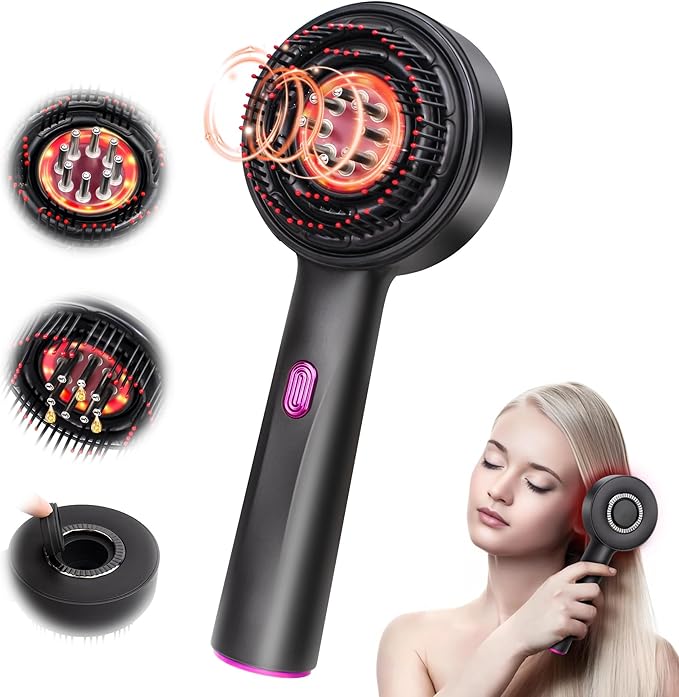 Electric Head Massager Hair Growth Comb Scalp Relax Massager 630nm Red Light Oil Applicator Anti-Hair Loss Hair Care Hairbrush