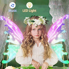 Electric Fairy Wings with LED Lights, LED Butterfly Wings with Music for Girls Women to Cosplay Dress Up, Gifts for Kids