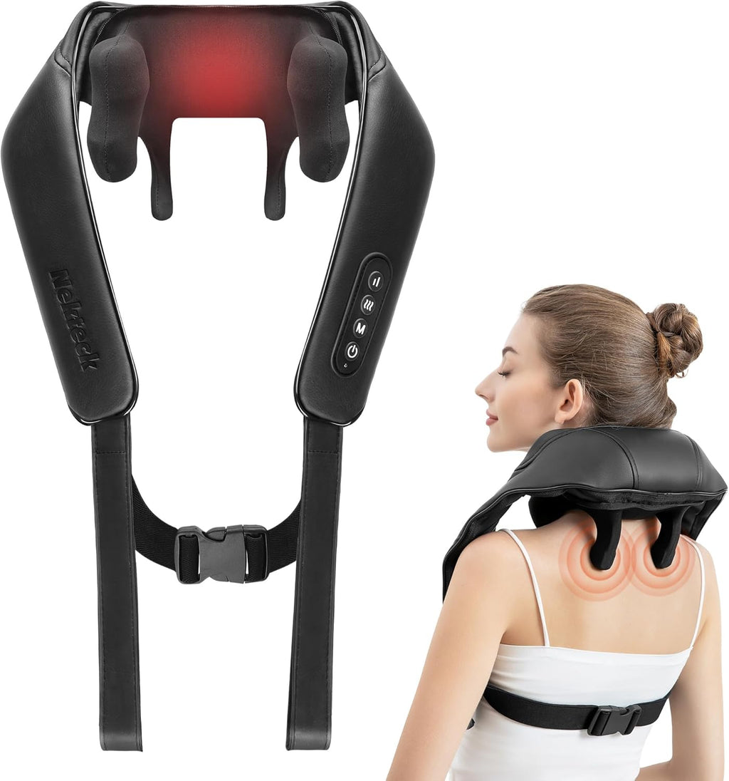 Nekteck Cordless Neck Massager with Soothing Heat, Deep Tissue 4D Expert Kneading Massager, Shiatsu Neck and Shoulder Massage Pillow for Neck, Traps, Back and Leg, Gifts for Men Women Mom Dad