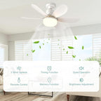 Screw in Ceiling Fan Light E27 Socket with Remote Control LED Lamp Small lamp for Bedroom fan ceiling 3 Speeds 3 Colors White Easy to Install Dimmable Mini Ceiling Fan