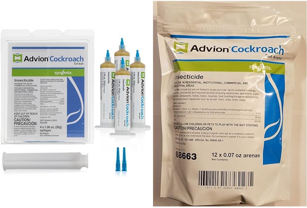 Advion Cockroach Gel Bait, Cockroach Bait Station for Cockroach Species Control, Advion Gel , 30g Syringe with Applicator