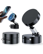 Most Powerfull Magnetic Phone Holder for Car, 360° Rotatable Phone Holder, Mini Car Phone Mount with Vacuum Suction Cup, Foldable Stand with Magnetic Ring for Mirror/Shower/Smooth Surface, for all Smartphone