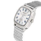 Moment Men's Stainless Steel Quartz Watch with White Roman Dial | 45mm Case | Mesh Strap