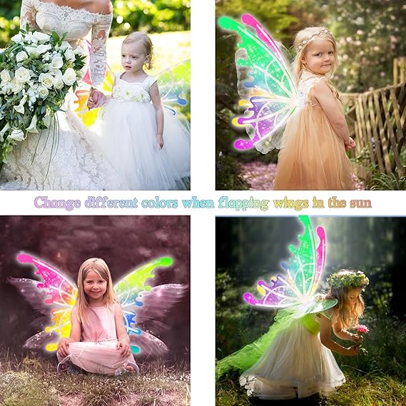 Electric Fairy Wings with LED Lights, LED Butterfly Wings with Music for Girls Women to Cosplay Dress Up, Gifts for Kids