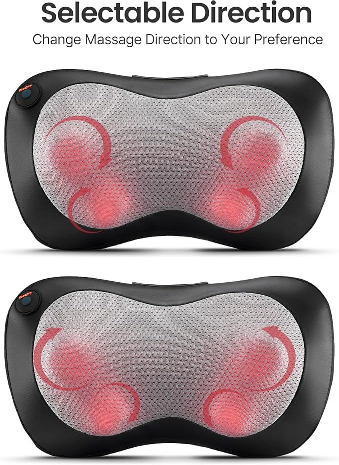 PureHeal Neck Massager with Heat, Shiatsu Massage Pillow with Deep Tissue Kneading for Shoulders Lower Back Leg Calf Body Muscle, Gifts for Mom Dad at Car Home Office Chair