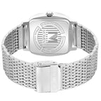 Moment Men's Stainless Steel Quartz Watch with White Roman Dial | 45mm Case | Mesh Strap