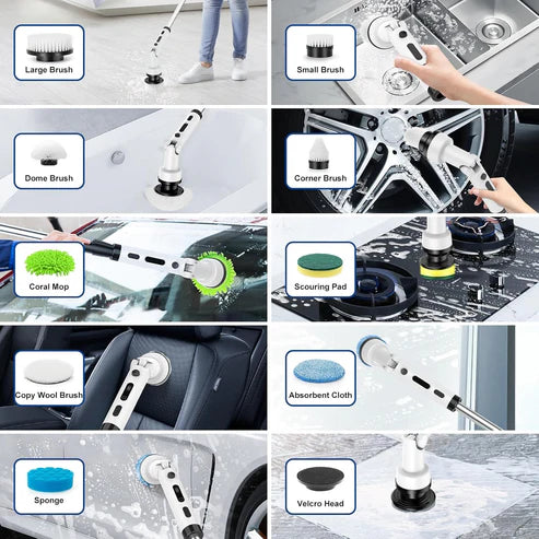 Electric Spin Scrubber Rechargeable Cleaning Brush with 7 Replaceable Brush Heads, Cordless and Portable Power Scrubber, Electric Bathroom Scrubber for Cleaning Tile, Window, Floor, Tub, Car