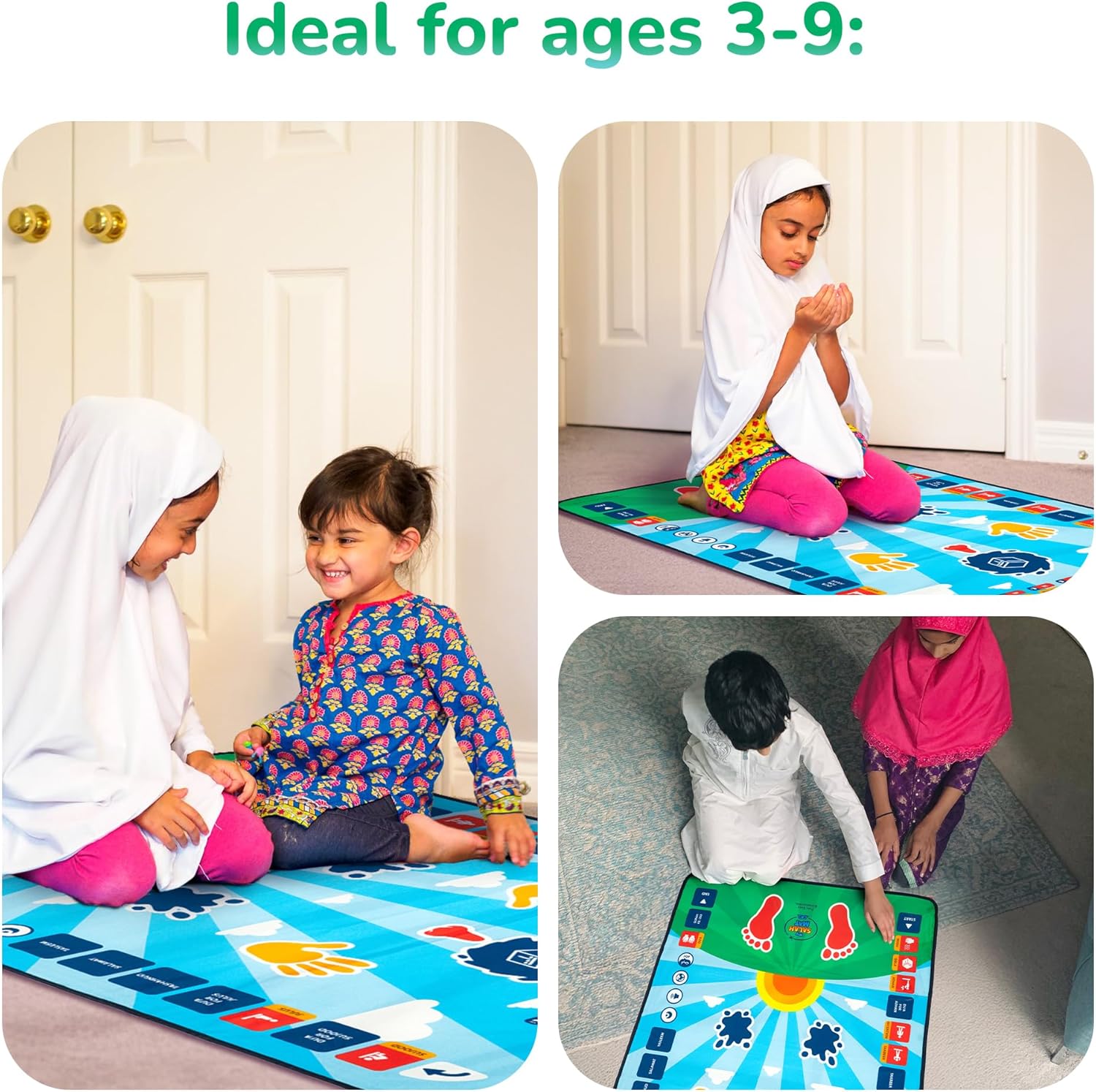 Prayer Mat for Kids - Smart interactive Prayer Mat for learning Salah, Surah, Wudu and Duas - Islamic prayer mat with 10 languages, Salah Translation, 25 Touch Keys and padded mat for Kids 3+