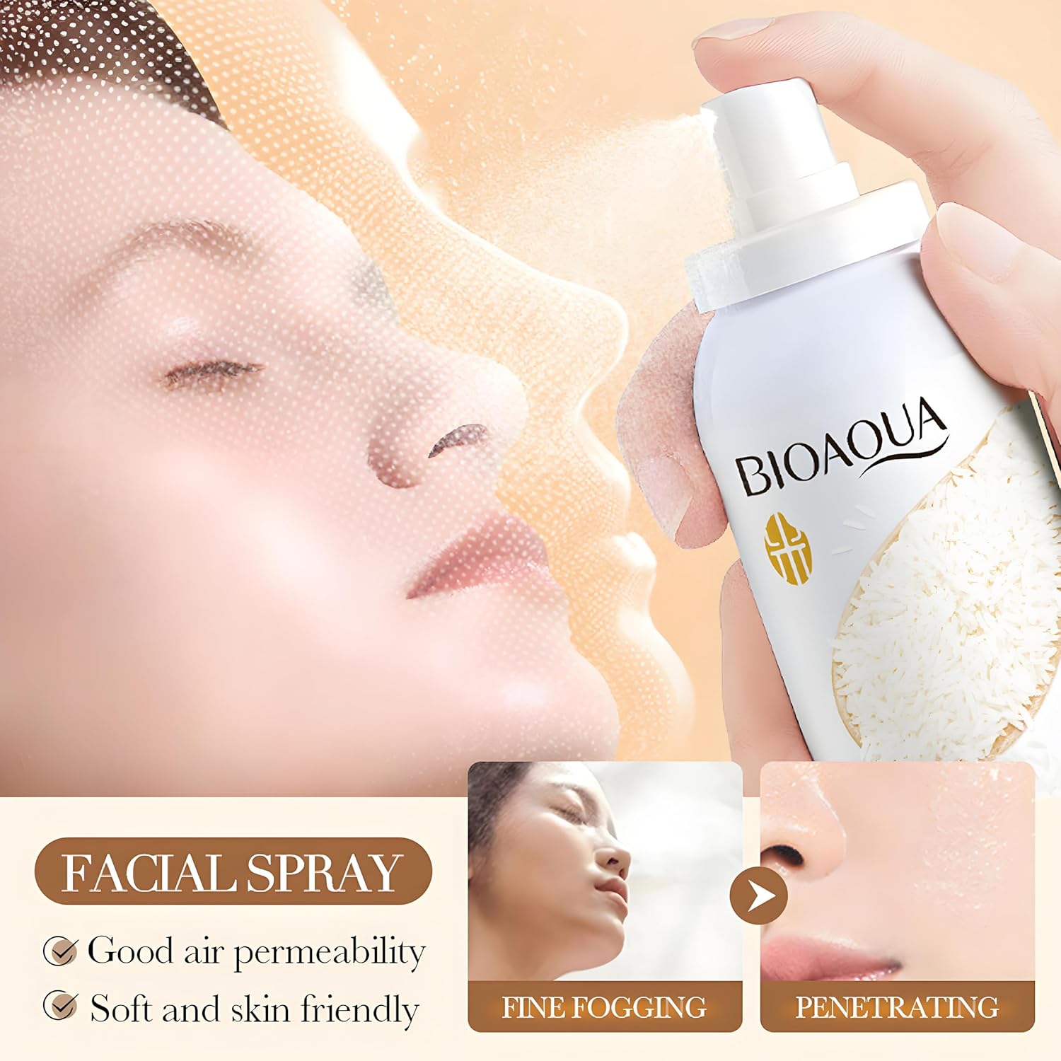 Roll over image to zoom in Rice puree moisturizing spray, nicotinamide concealer brightening face Mists 150ml (5.29oz)