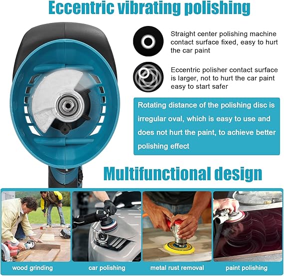 Cordless Car Polisher 6 Gears of Speeds Adjustable Electric Auto Polishing Machine Multifunctional Home Cleaning Metal Waxing Wood Sanding Rust Removal Machine