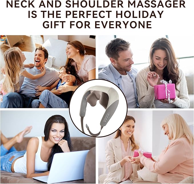 Neck Massager, Back Massager with Heat for Pain Relief Deep Tissue, Rechargeable Shiatsu Neck and Shoulder Massager, Cordless 5D Deep Kneading Massagers, Best Gifts for Men Women