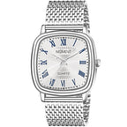 Moment Men's Stainless Steel Quartz Watch with White Roman Dial | 45mm Case | Mesh Strap