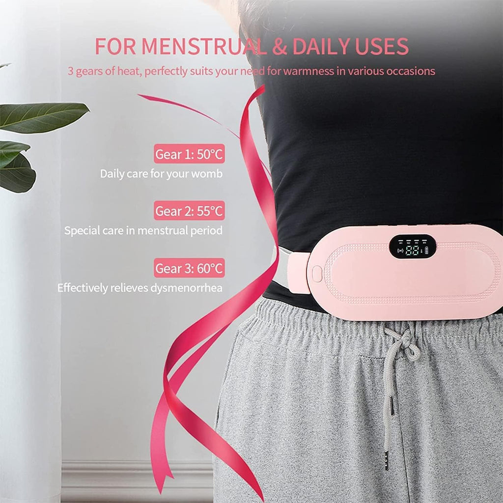 Period Heating Pad, DMG Cordless Electric Heating Belt, Rapid Heating Pad with 3 Heating Levels and 4 Vibrating Massage Modes, Period/Period, Back or Belly Pain Relief for Women or Girls