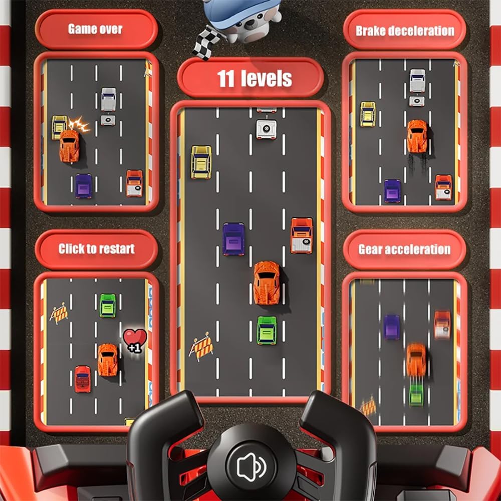 Kids Steering Wheel Racing Car Adventure Game with Music & Sound, Handheld Simulated Learning Driving Cars Toy Birthday Gift for Toddler Boys Girls