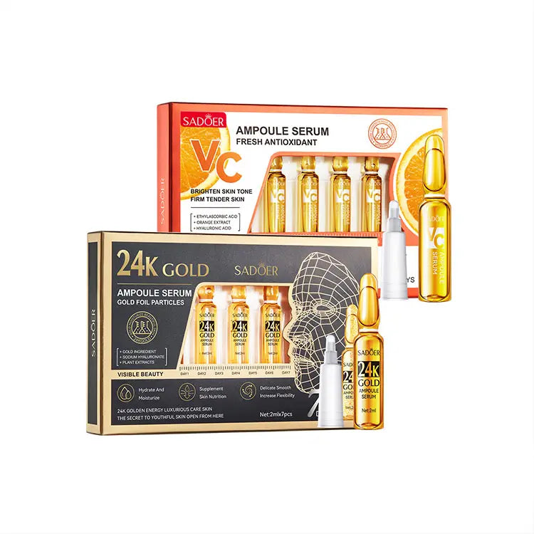 SADOER Beauty Vitamin C 24K Gold Hydrates Gently And Lightening Skin OEM ODM Refreshing Facial Care Wholesale Ampoules Serum