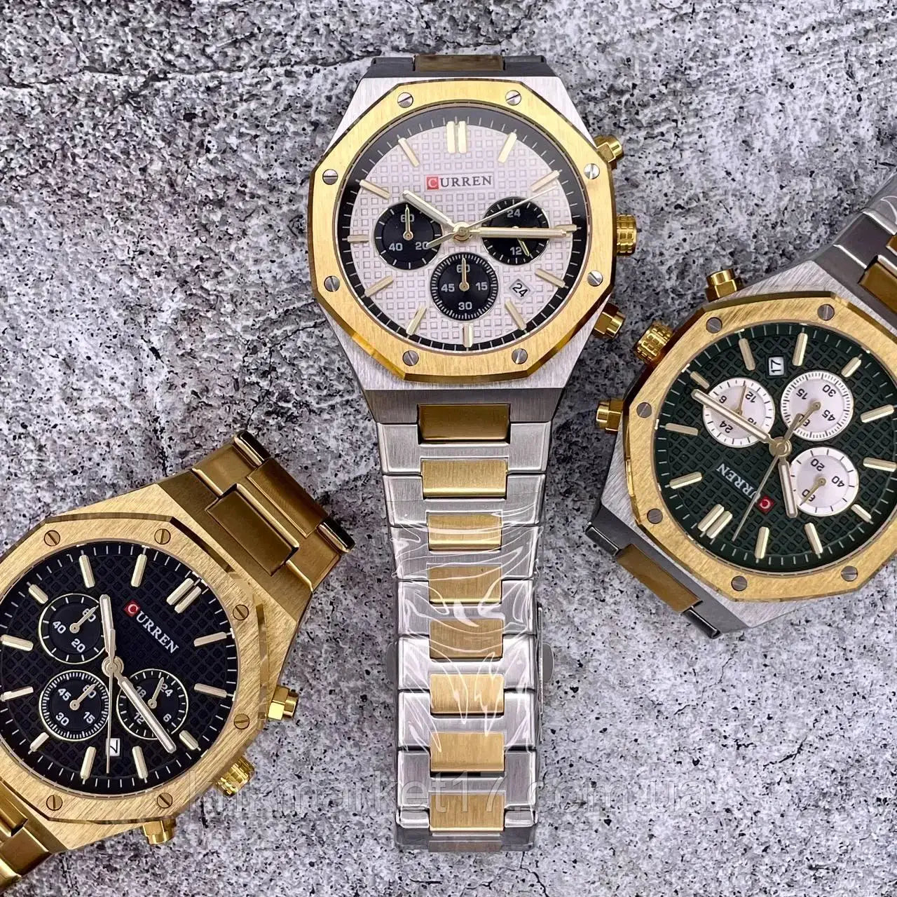 M:8440 Curren Black Dial Silver Steel Chain Chronograph Analog Quartz Men's Watch.