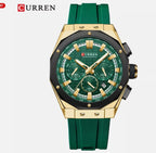 Men’s Chronograph Watch Gold Blue Sport Quartz Luminous Waterproof