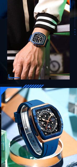 CURREN 8443 Original Brand Rubber Straps Wrist Watch For Men